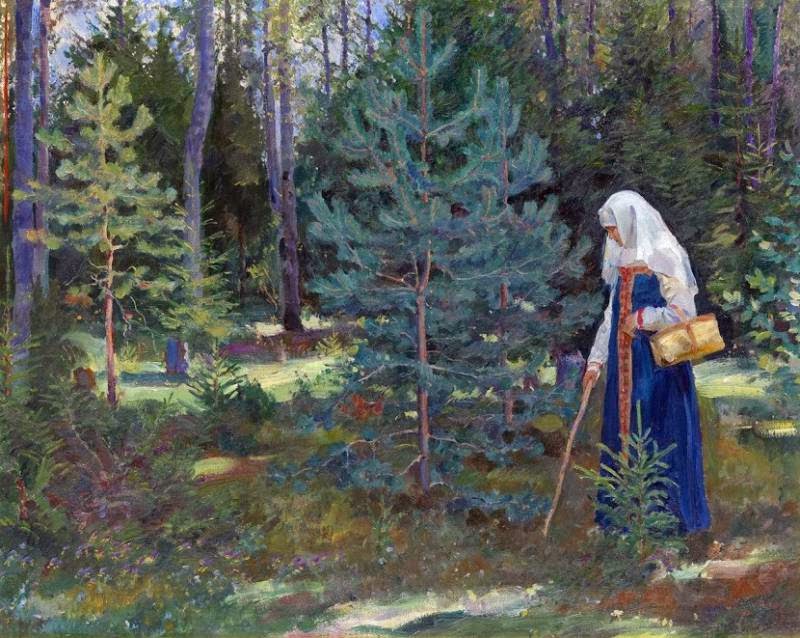 Сергей Виноградов (1869-1938) Сбор грибов в лесу. 1927 г..jpg